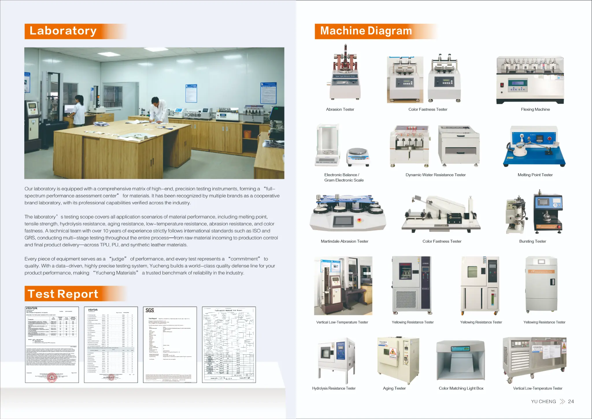 Quality inspection and testing laboratory for material standards
